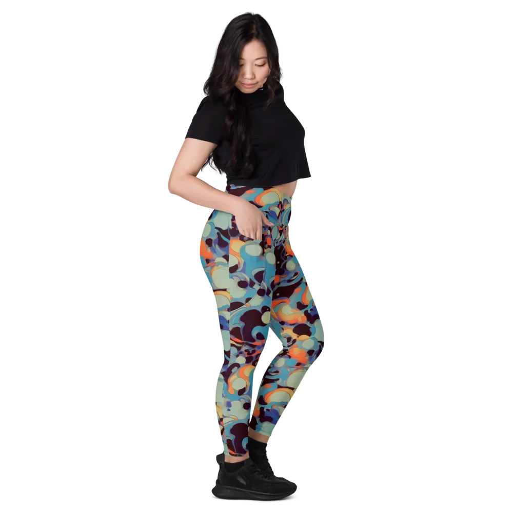 Coral Undertow on Leggings with Pockets — Right