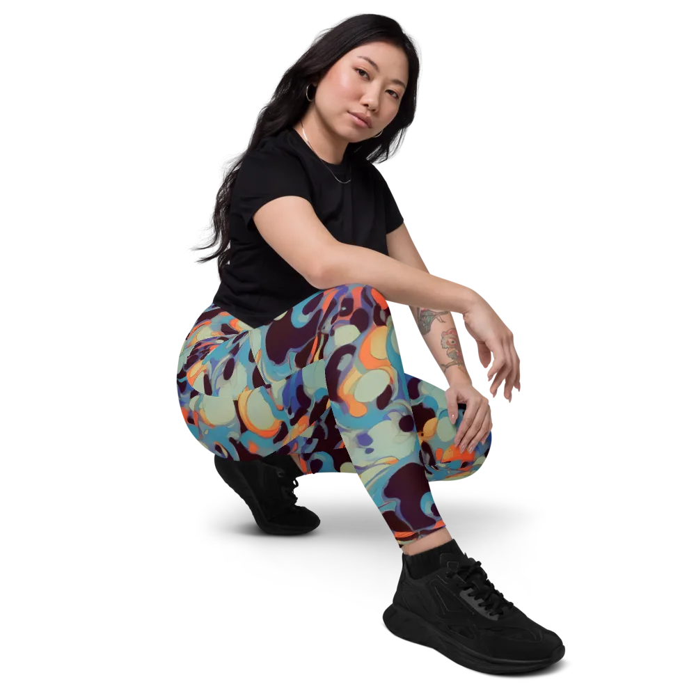 Coral Undertow on Leggings with Pockets — Right Front