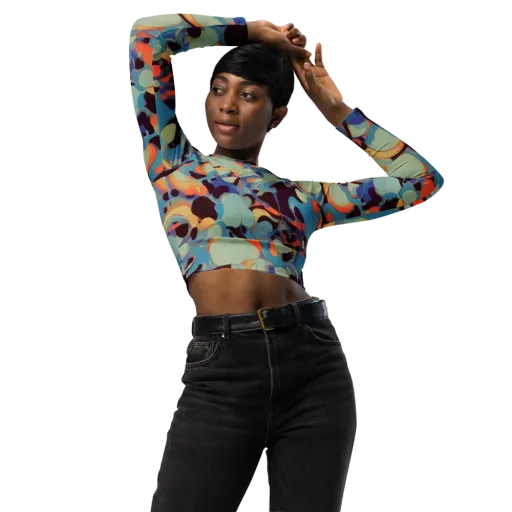 Coral Undertow on a Long Sleeve Crop Top