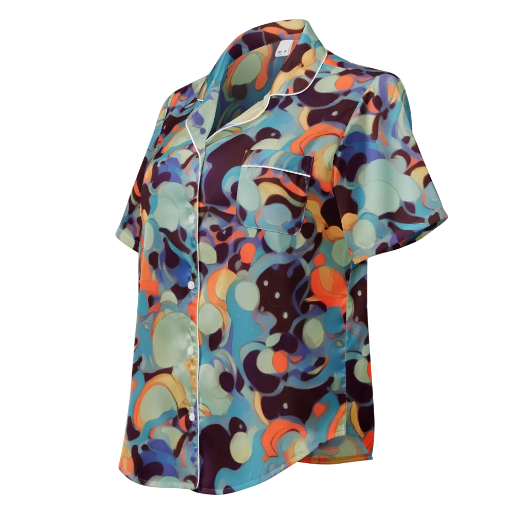 Coral Undertow on Women's Short Sleeve Pajama Top — Left Front