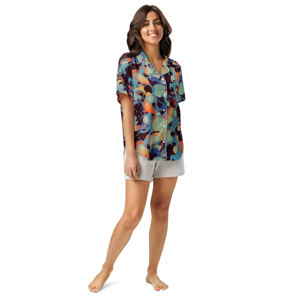 Coral Undertow on Women's Short Sleeve Pajama Top — Front