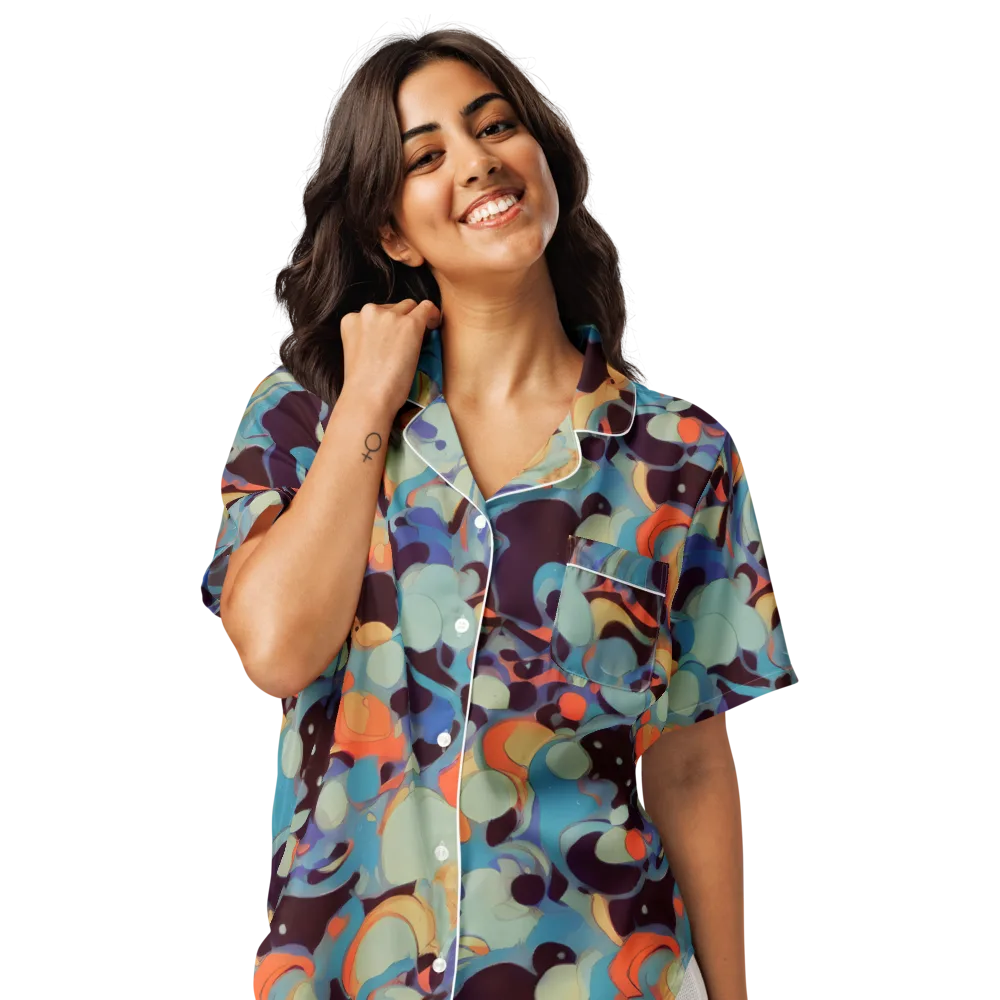 Coral Undertow on Women's Short Sleeve Pajama Top — Front