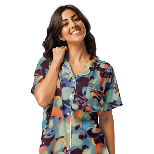 Coral Undertow on a Women's Short Sleeve Pajama Top
