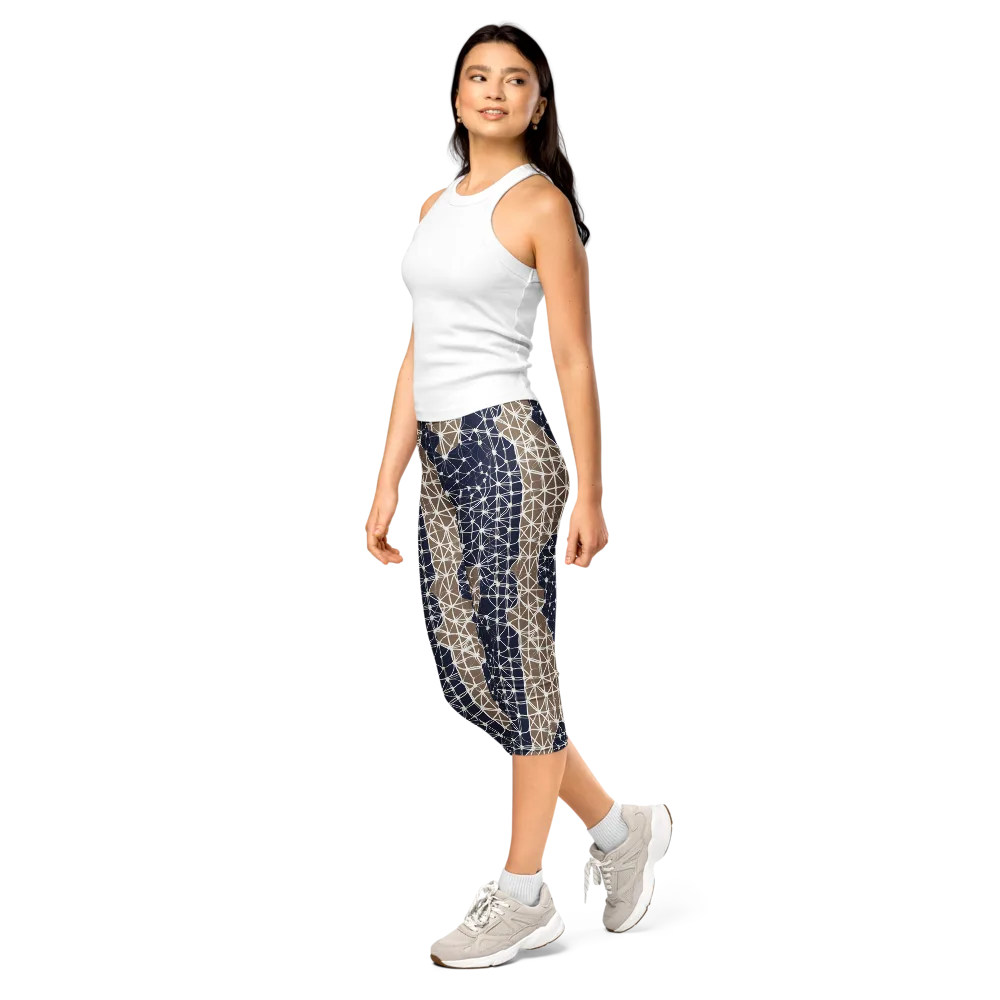 Ivory Interlace on Capri Leggings — Left Front