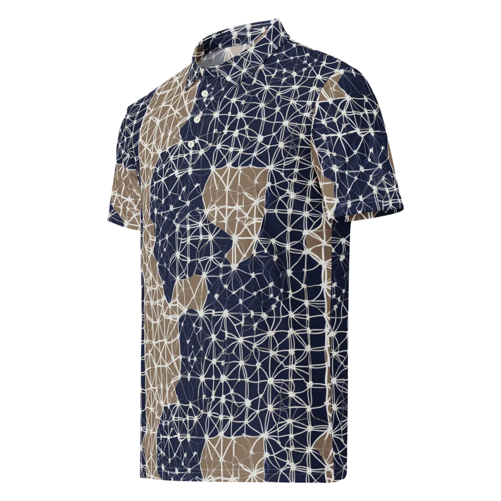 Ivory Interlace on Men's Slim Fit Polo Shirt — Left Front