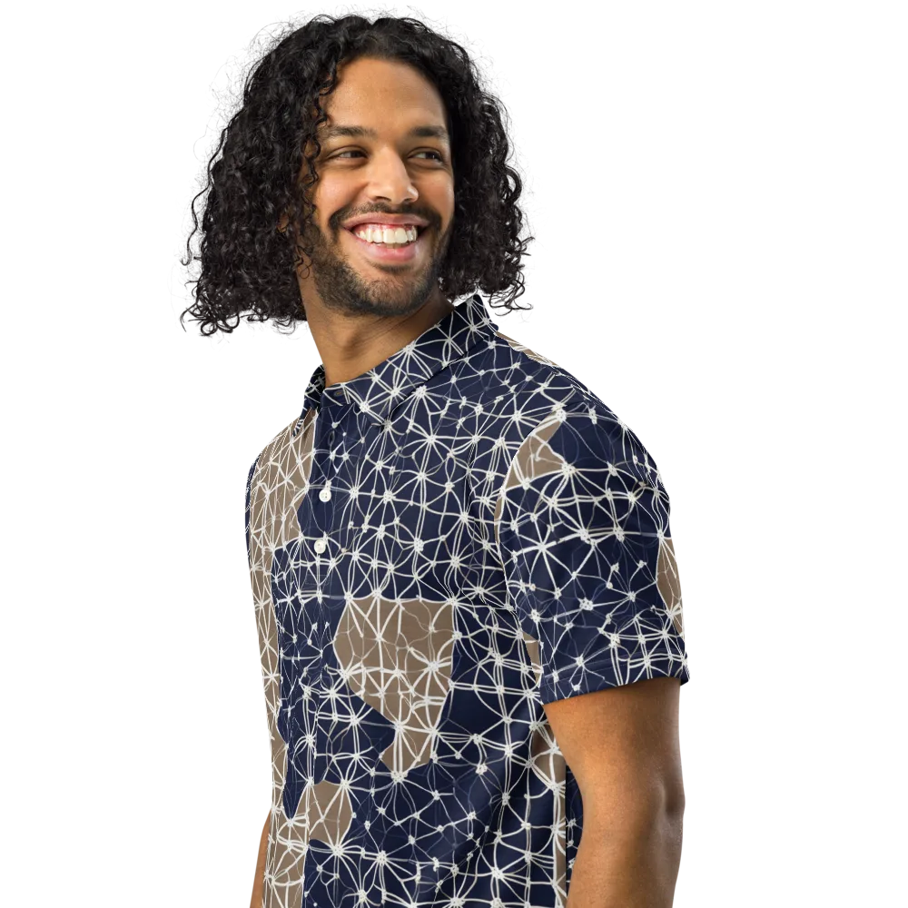 Ivory Interlace on Men's Slim Fit Polo Shirt — Left Front