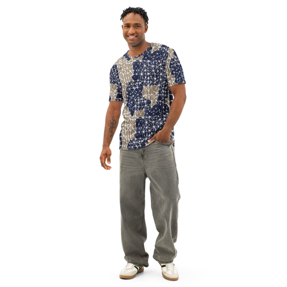 Ivory Interlace on Men's Cotton Crew Neck T-Shirt — Front