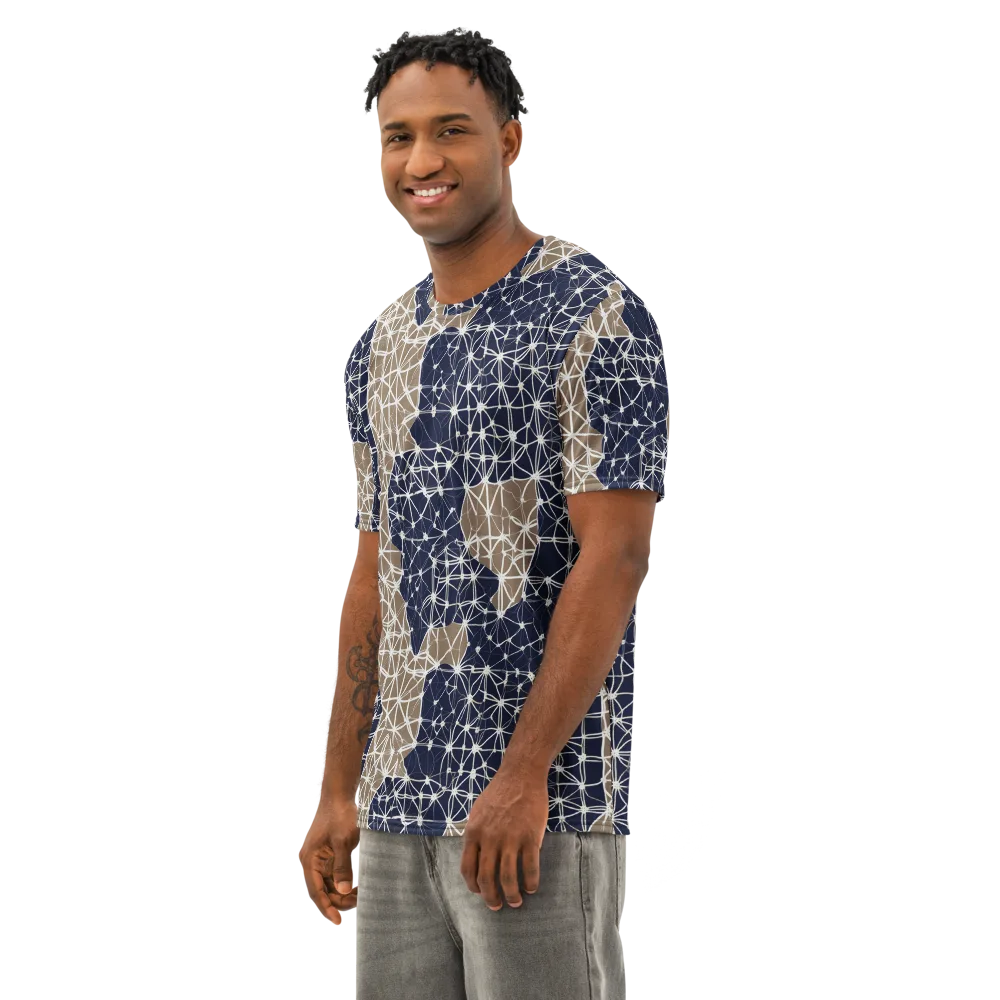 Ivory Interlace on Men's Cotton Crew Neck T-Shirt — Left Front