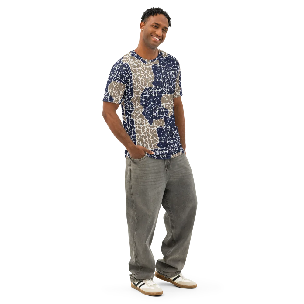 Ivory Interlace on Men's Cotton Crew Neck T-Shirt — Right Front