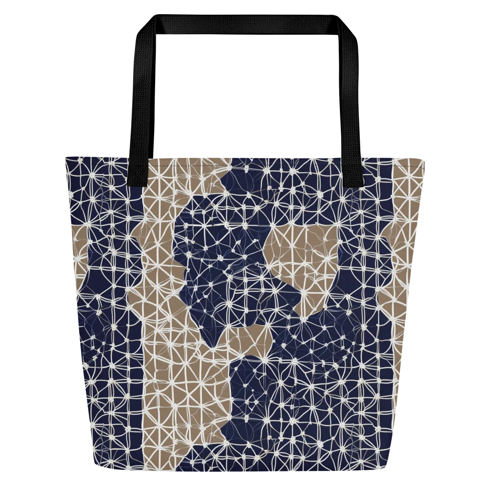 Ivory Interlace on Large Tote Bag W/ Pocket — Front