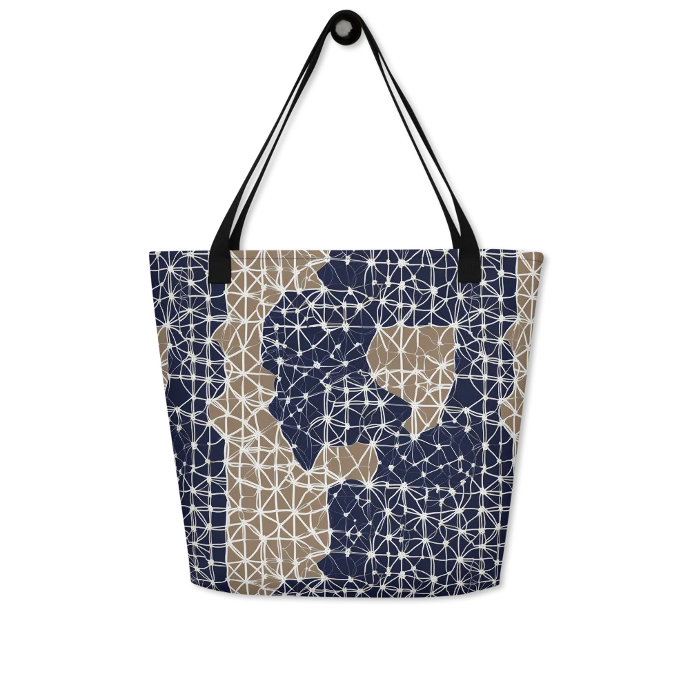 Ivory Interlace on Large Tote Bag W/ Pocket — Front