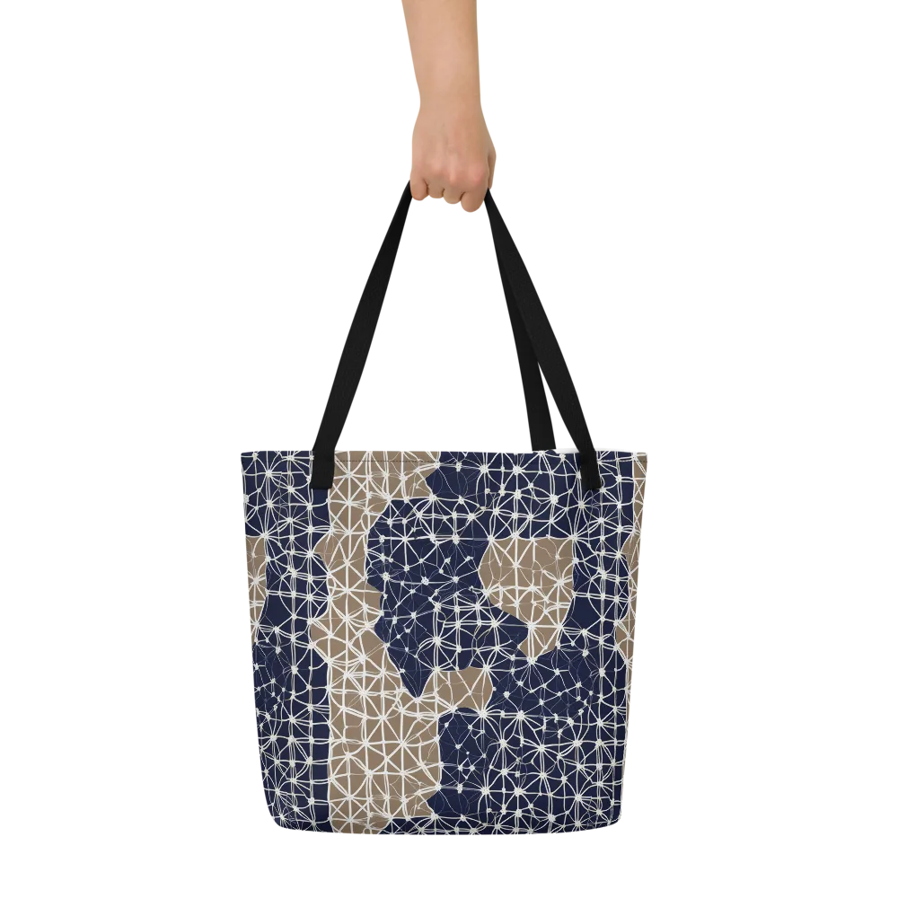 Ivory Interlace on Large Tote Bag W/ Pocket — Front