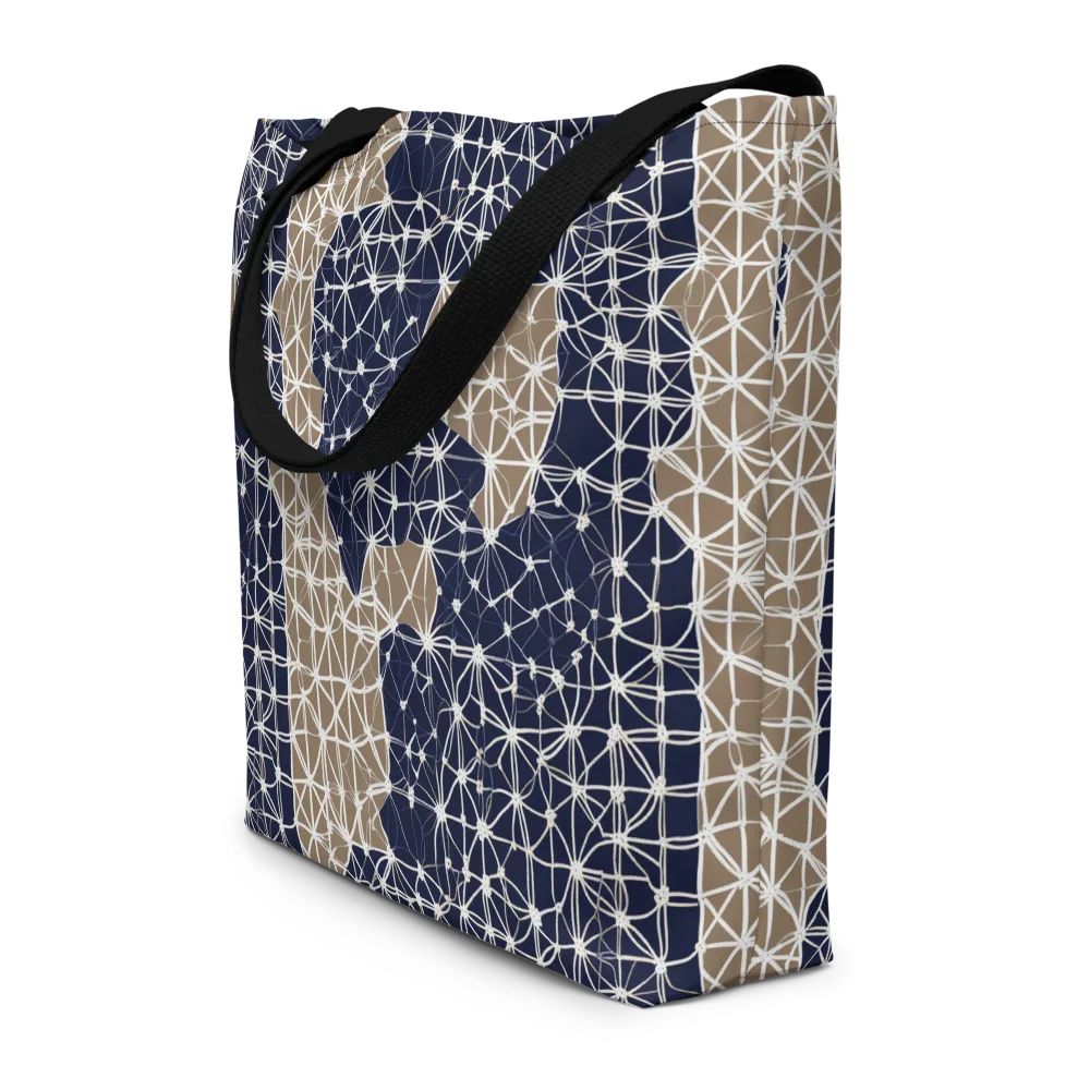 Ivory Interlace on Large Tote Bag W/ Pocket — Front
