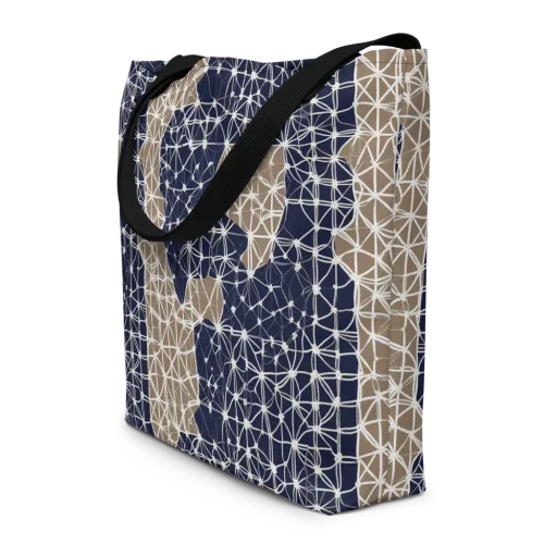 Ivory Interlace on a Large Tote Bag W/ Pocket