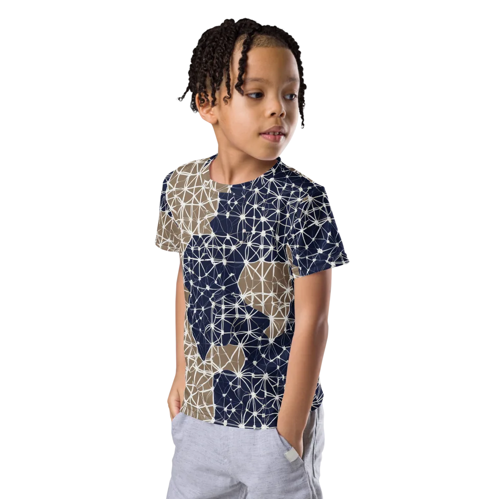 Ivory Interlace on Kids Crew Neck T-Shirt — Left Front