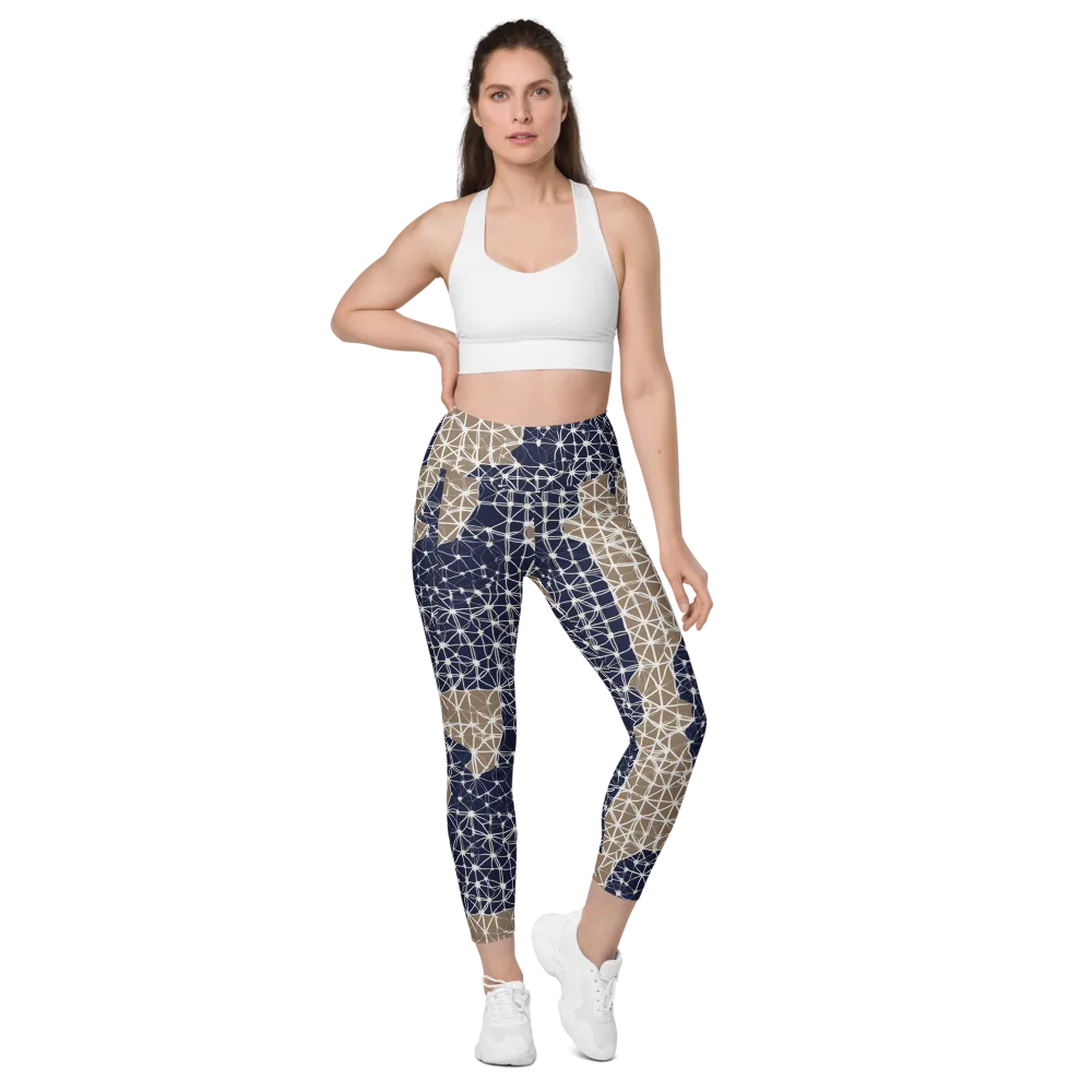 Ivory Interlace on Leggings with Pockets — Front