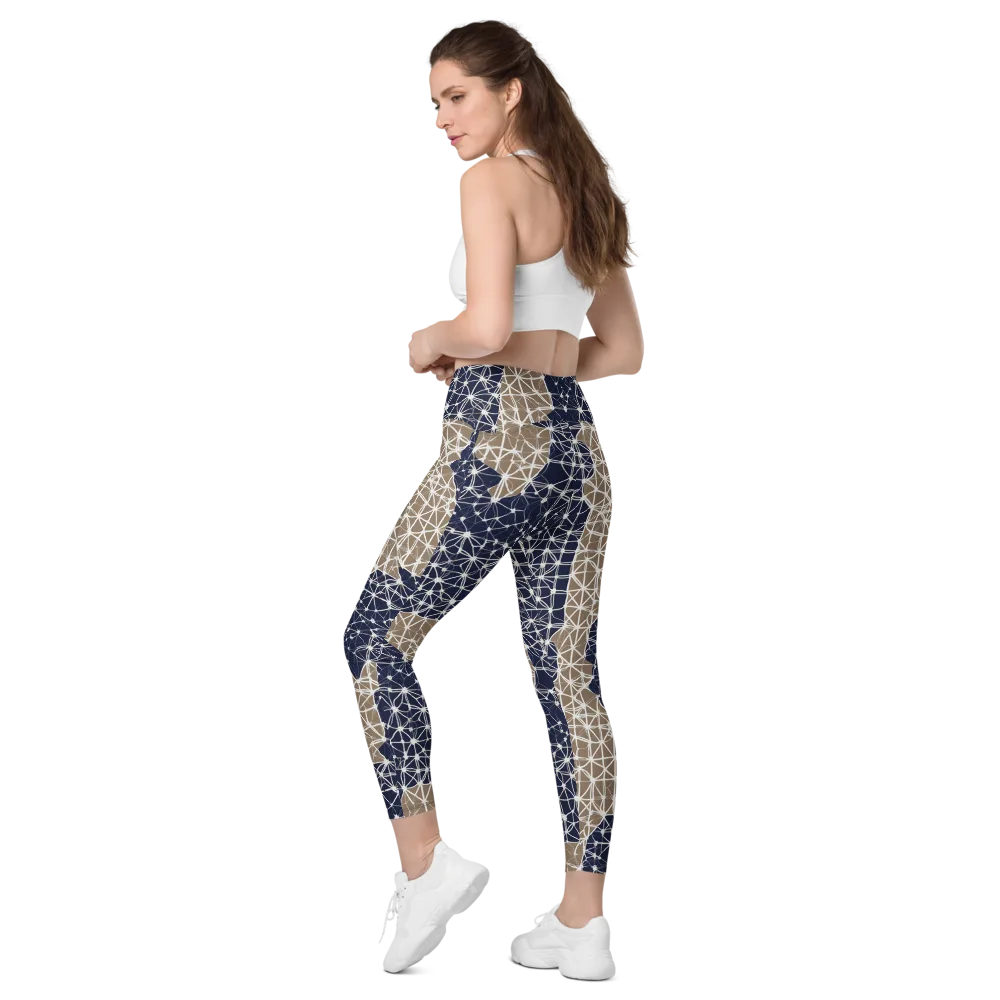 Ivory Interlace on Leggings with Pockets — Left Back