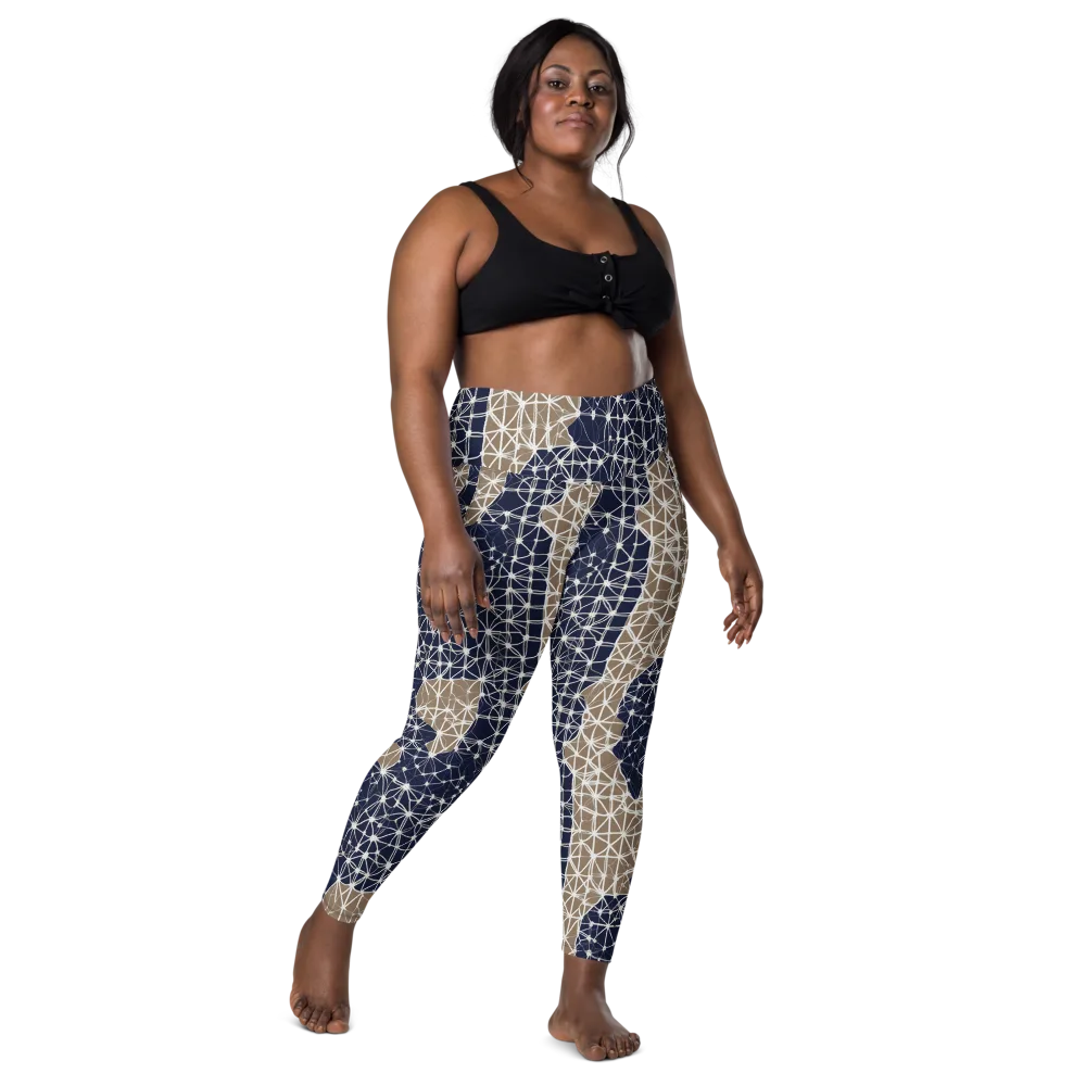 Ivory Interlace on Leggings with Pockets — Front