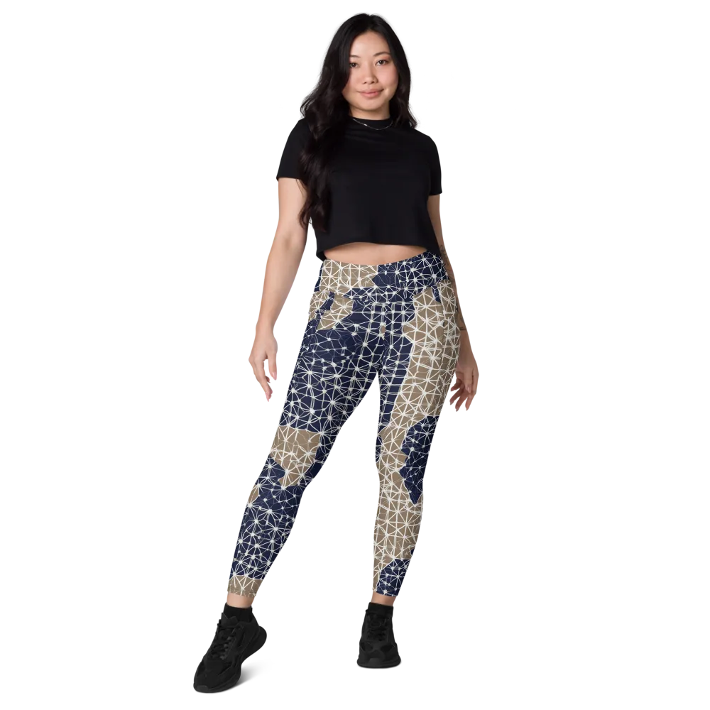Ivory Interlace on Leggings with Pockets — Front