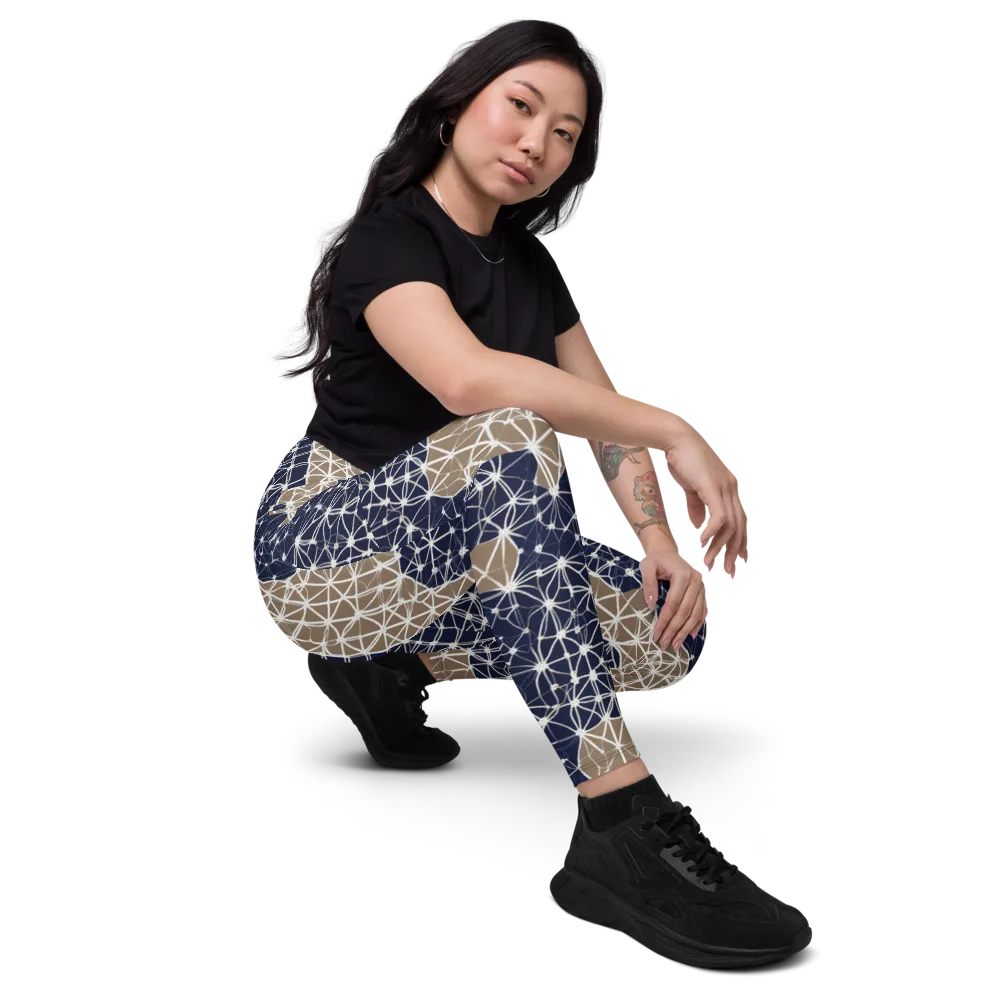 Ivory Interlace on Leggings with Pockets — Right Front