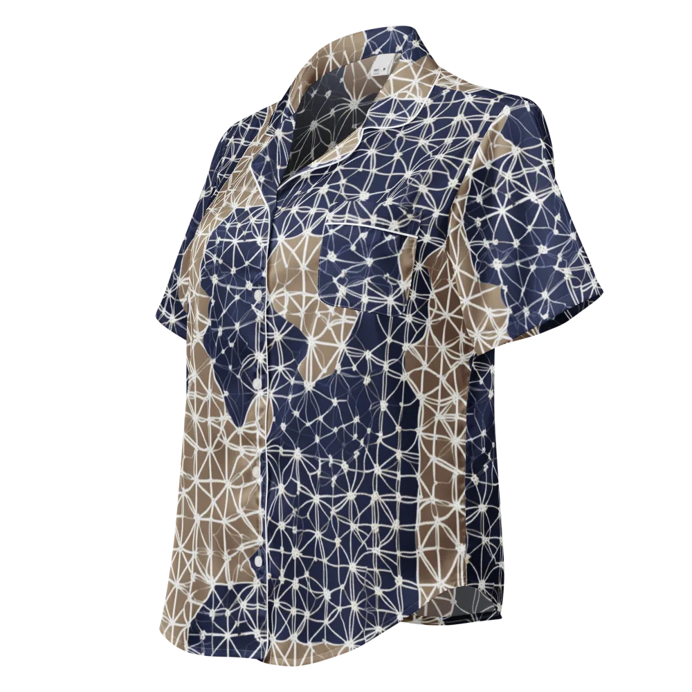 Ivory Interlace on Women's Short Sleeve Pajama Top — Left Front