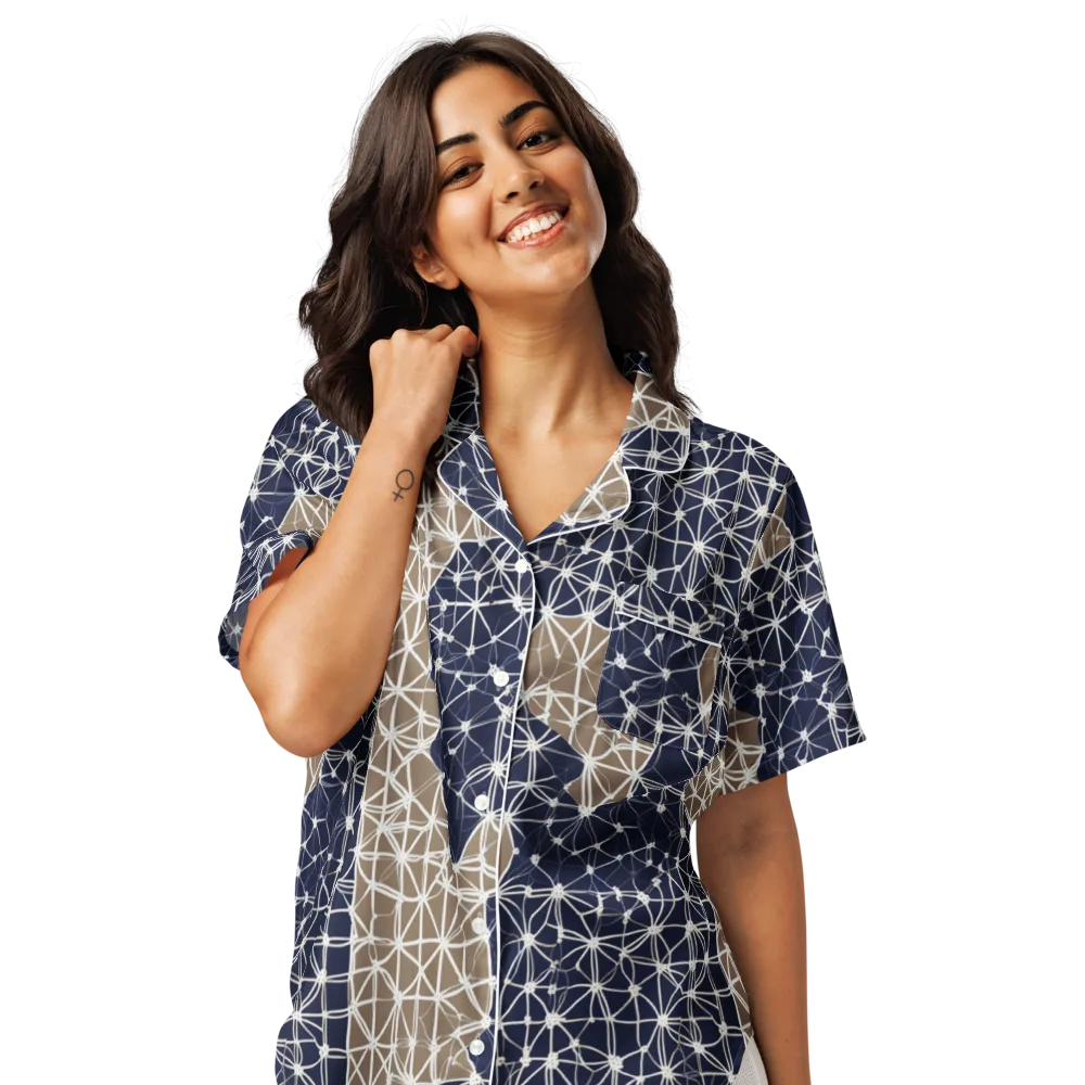 Ivory Interlace on Women's Short Sleeve Pajama Top — Front