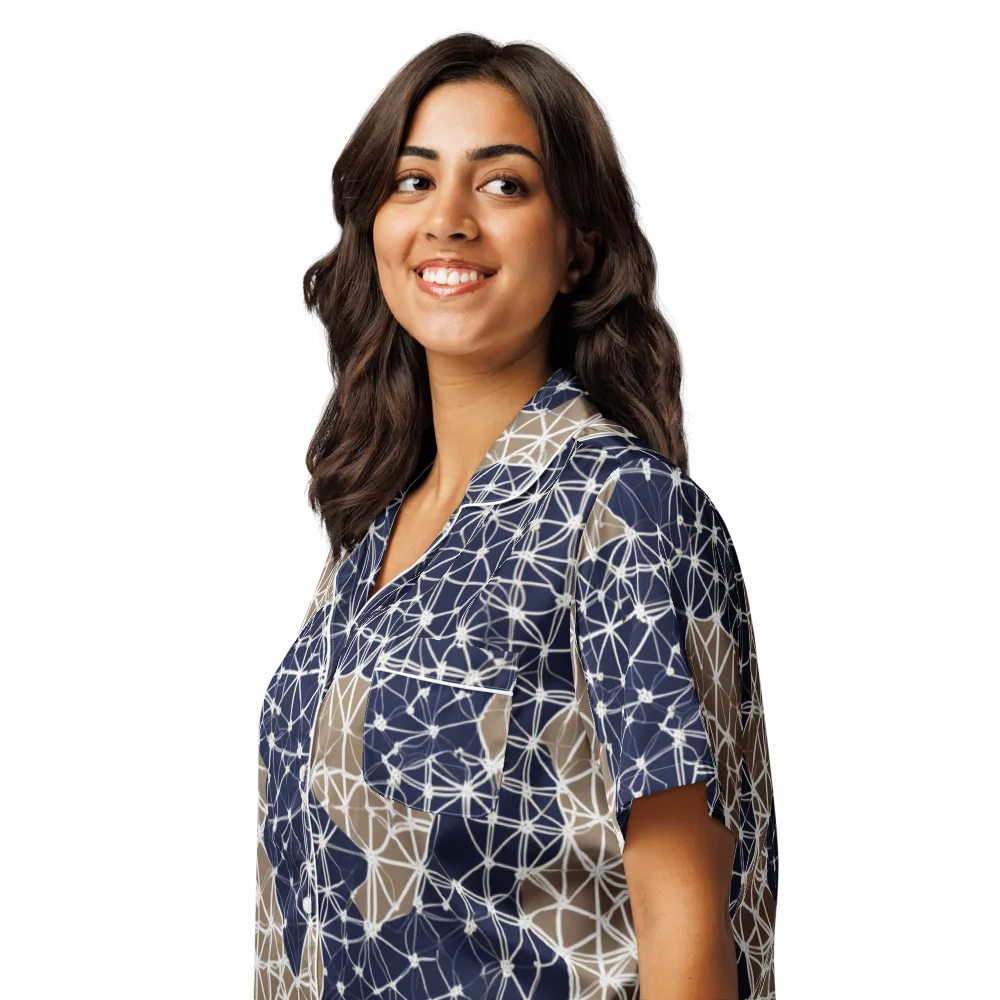 Ivory Interlace on Women's Short Sleeve Pajama Top — Left Front
