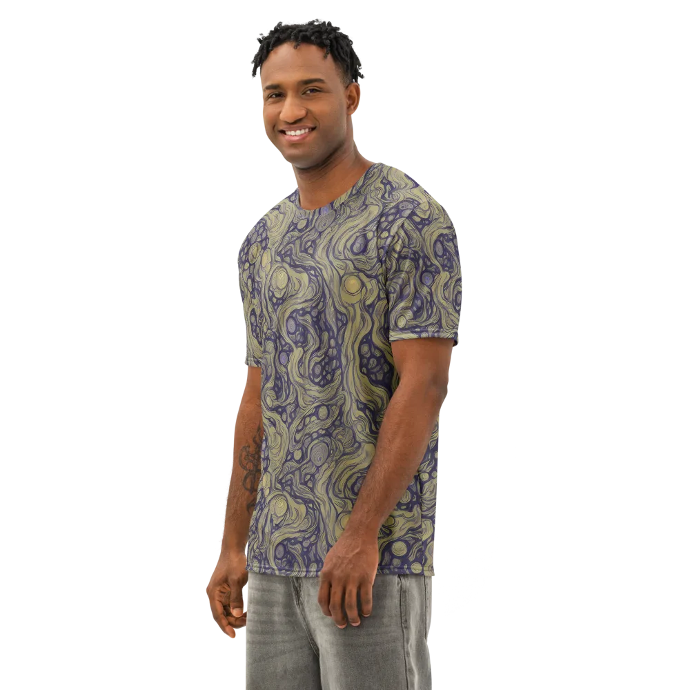 Olive Undertow on Men's Cotton Crew Neck T-Shirt — Left Front