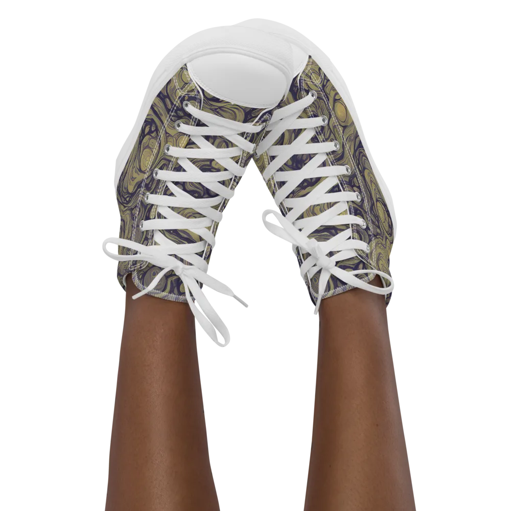 Olive Undertow on Women's High Top Canvas Shoes — Front