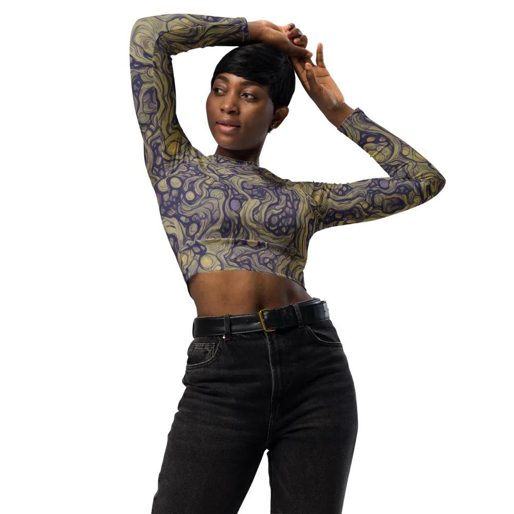 Olive Undertow on Long Sleeve Crop Top — Front
