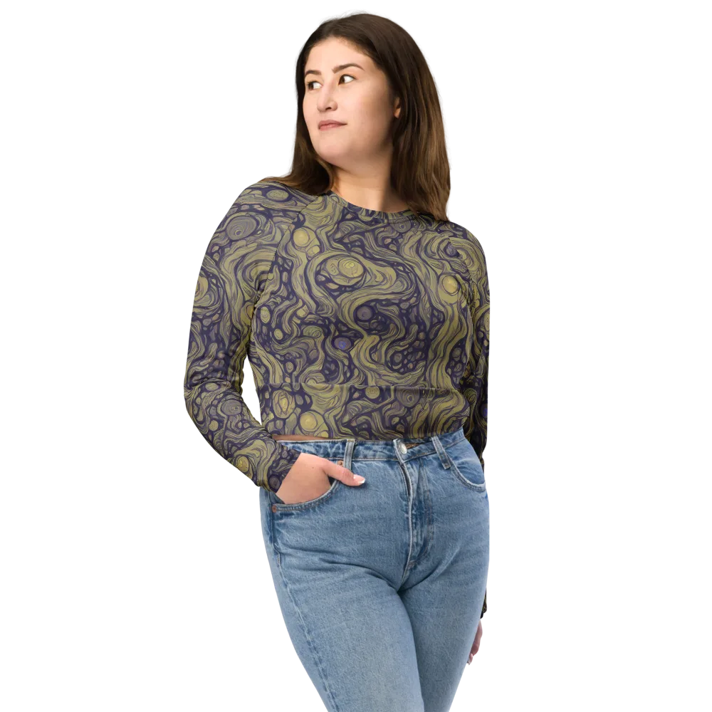 Olive Undertow on Long Sleeve Crop Top — Front