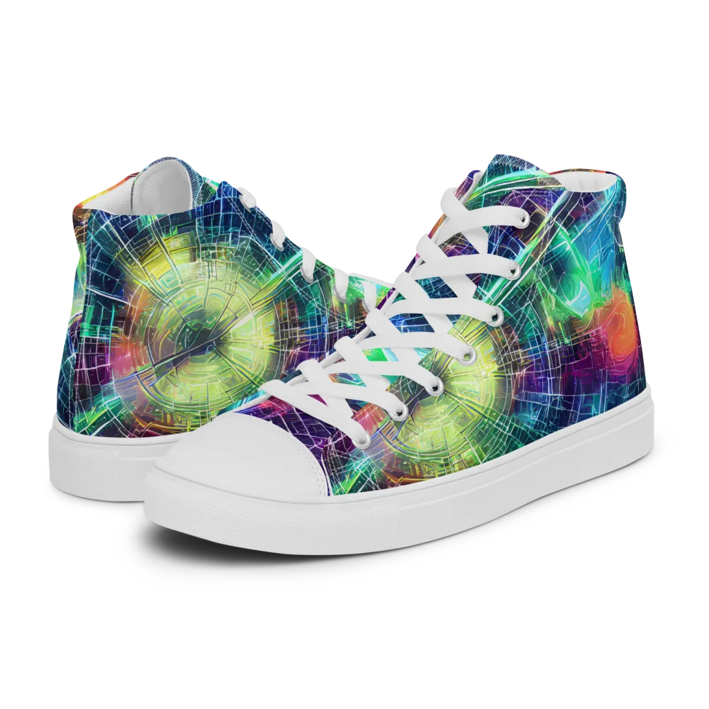Nova Network on Men's High Top Canvas Shoes — Left