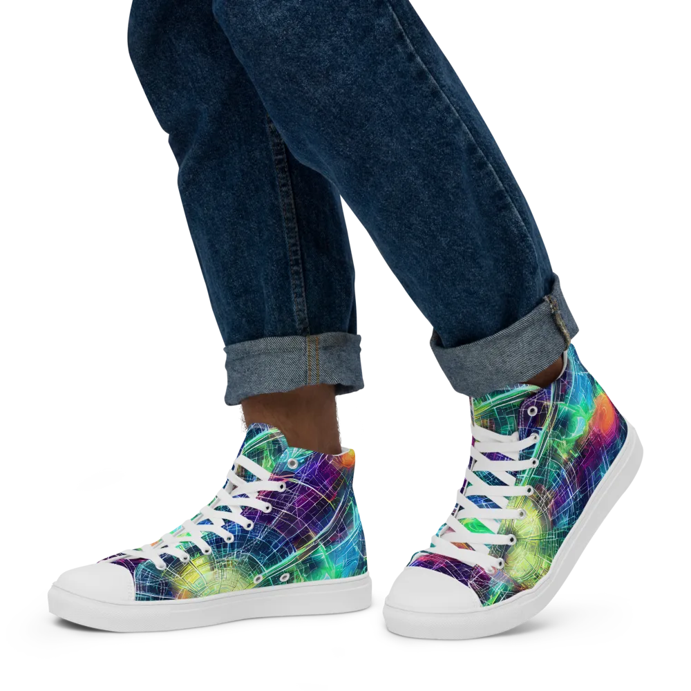 Nova Network on Men's High Top Canvas Shoes — Left