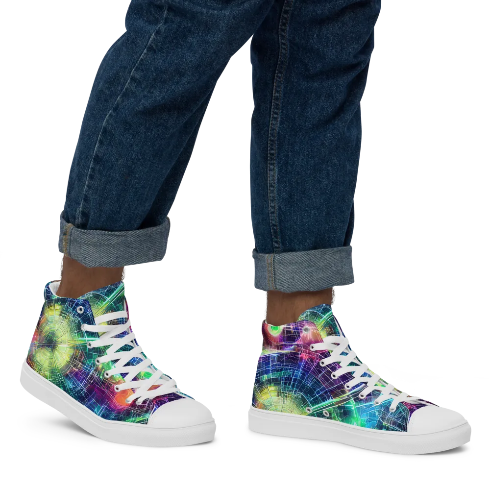 Nova Network on Men's High Top Canvas Shoes — Right