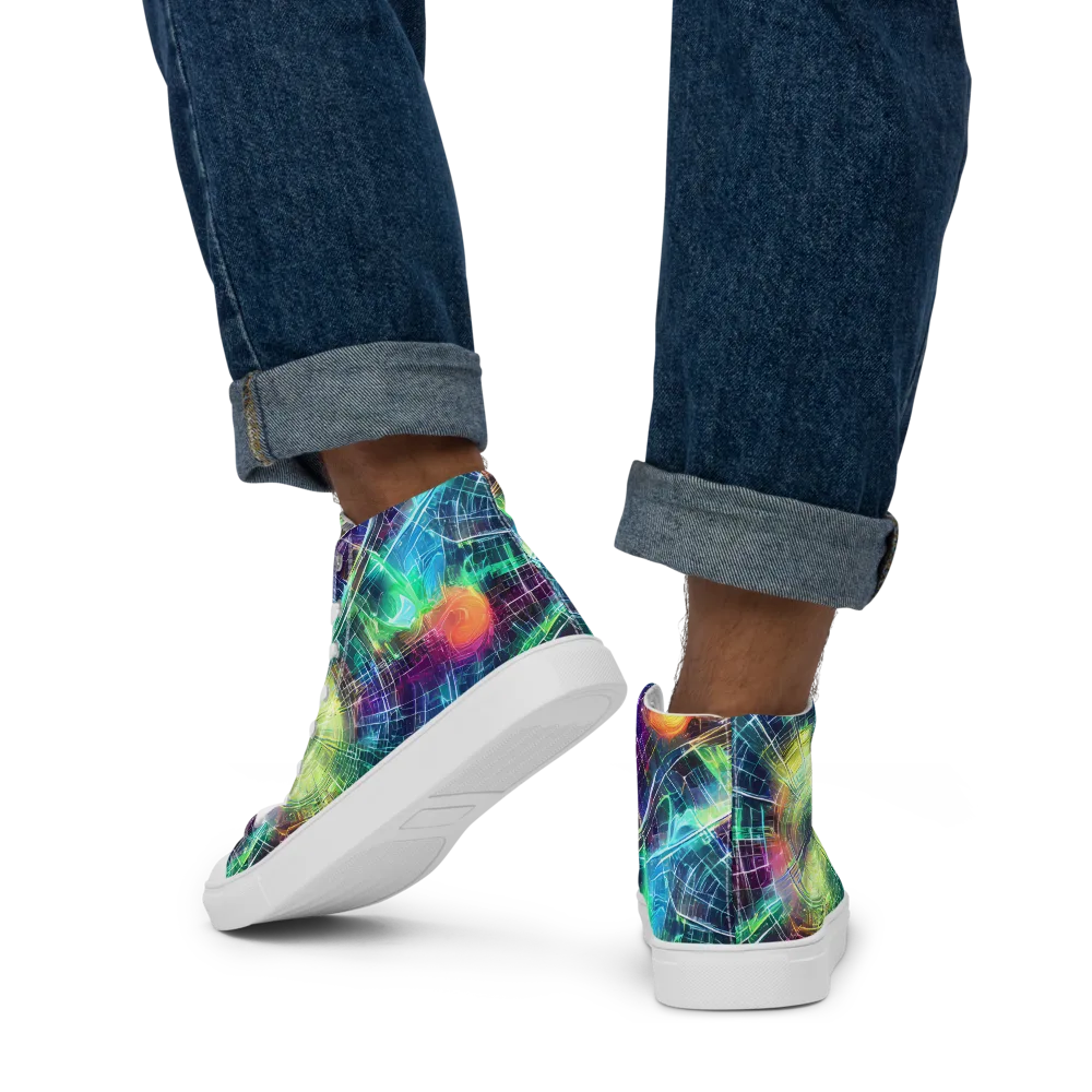 Nova Network on Men's High Top Canvas Shoes — Back