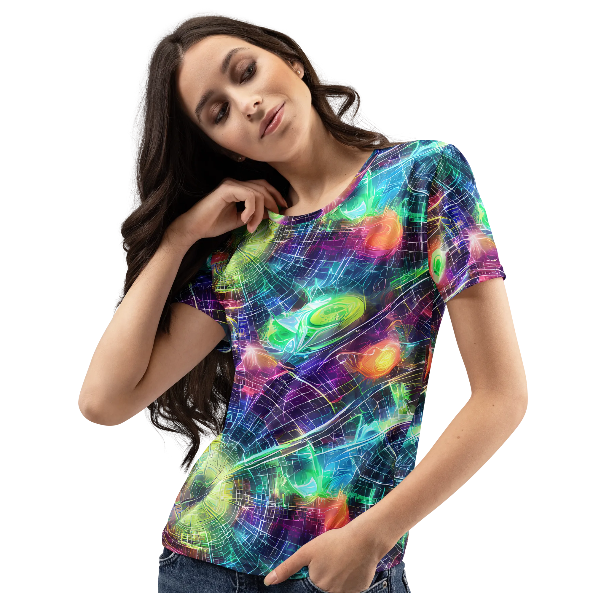 Nova Network on Women's Crew Neck T-Shirt — Left Front