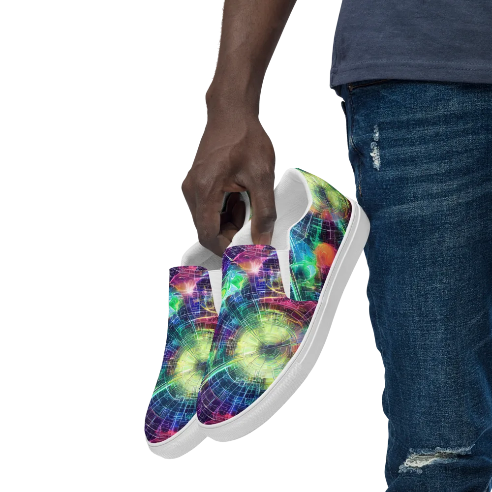 Nova Network on Men's Slip-On Canvas Shoes — Left Front