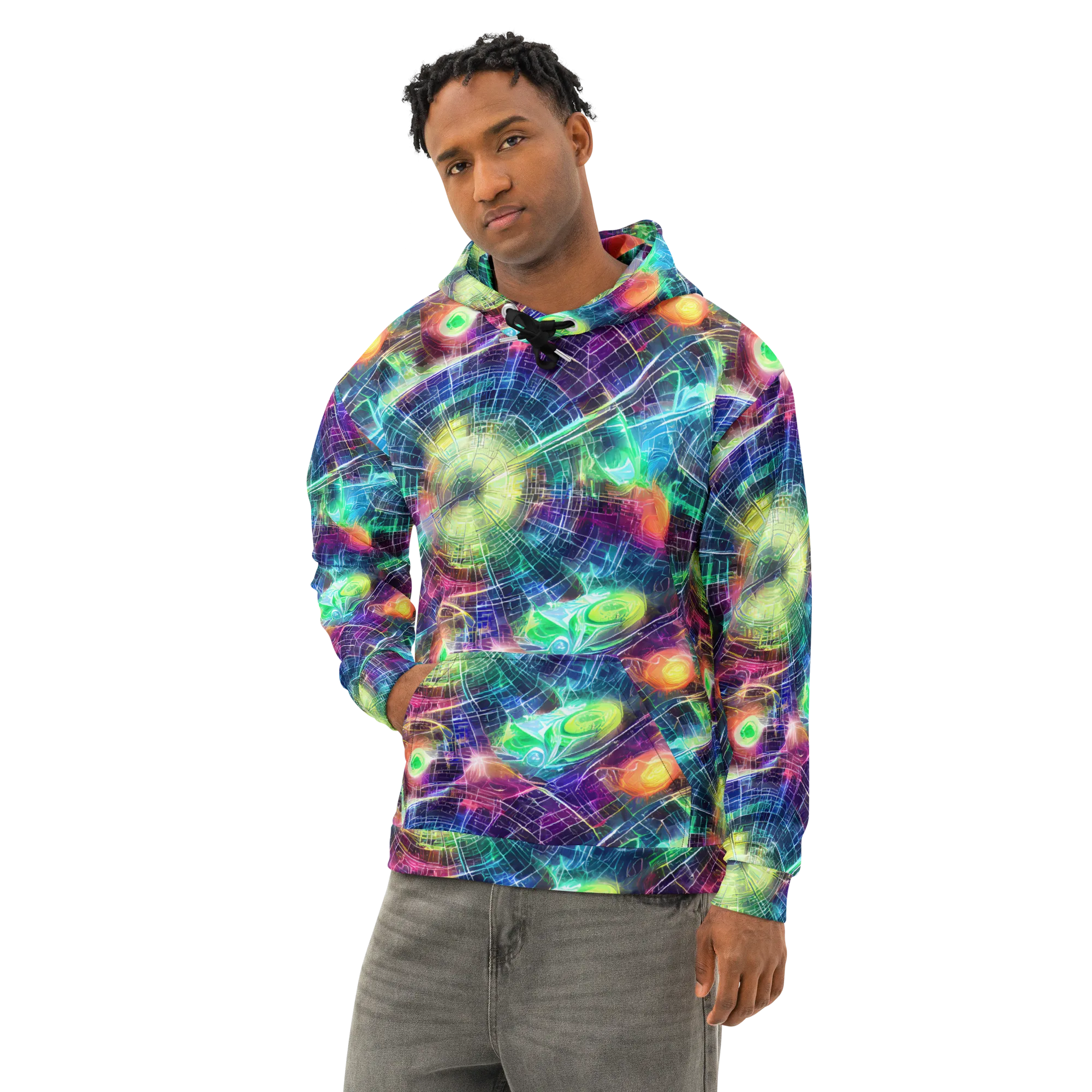 Nova Network on Cotton Hoodie — Left Front