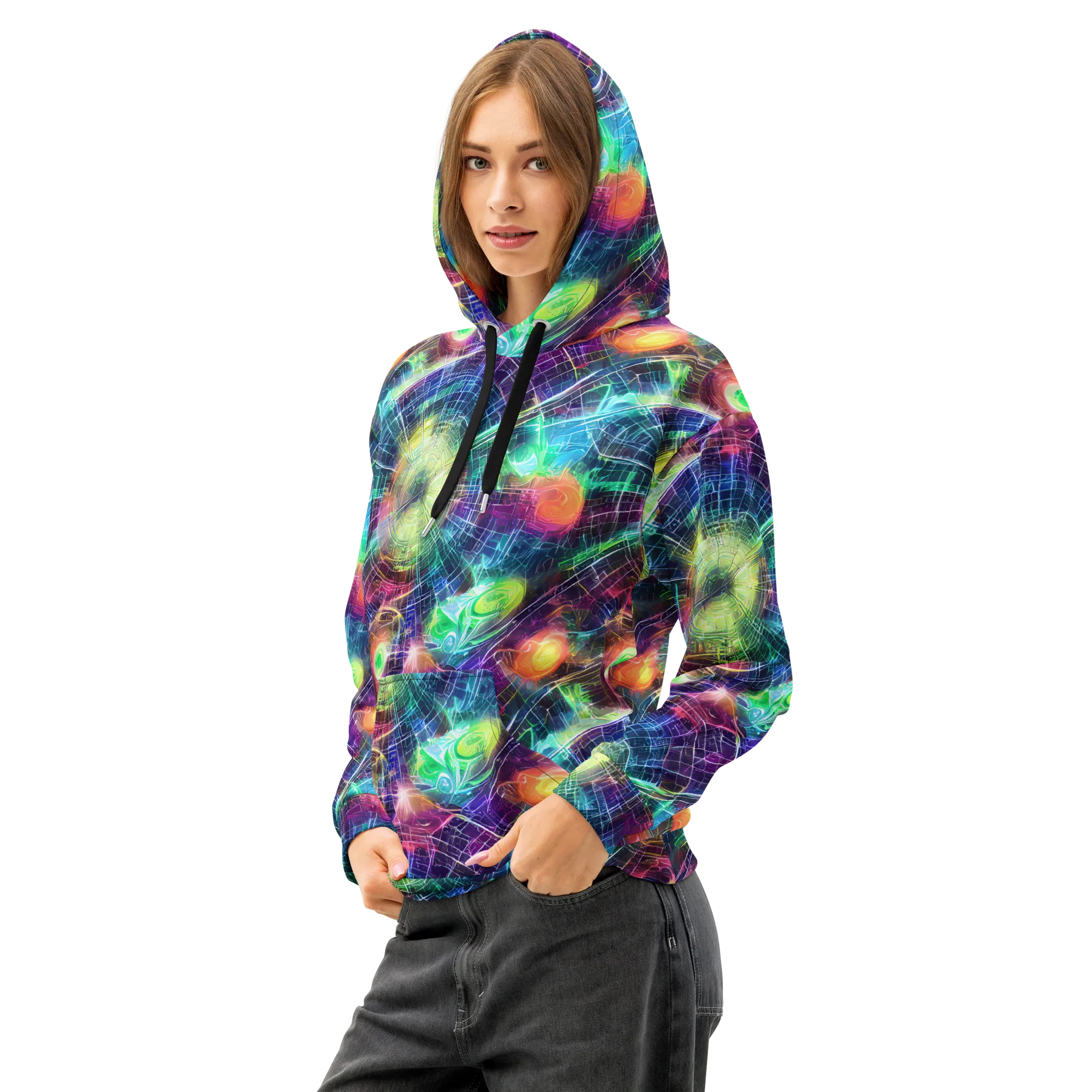 Nova Network on Cotton Hoodie — Left Front