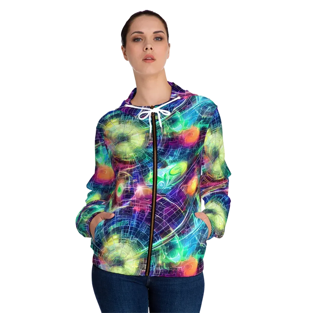 Nova Network on Women's Full-Zip Hoodie — Front On Person
