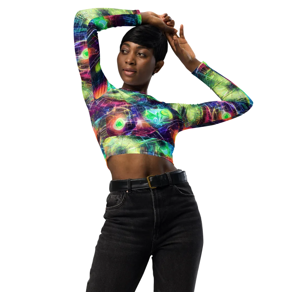 Nova Network on Long Sleeve Crop Top — Front