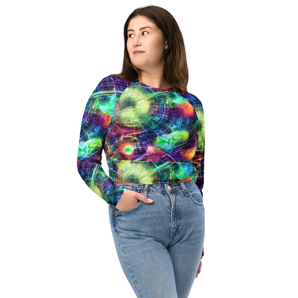 Nova Network on Long Sleeve Crop Top — Front