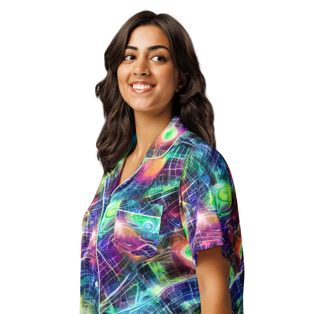 Nova Network on Women's Short Sleeve Pajama Top — Left Front