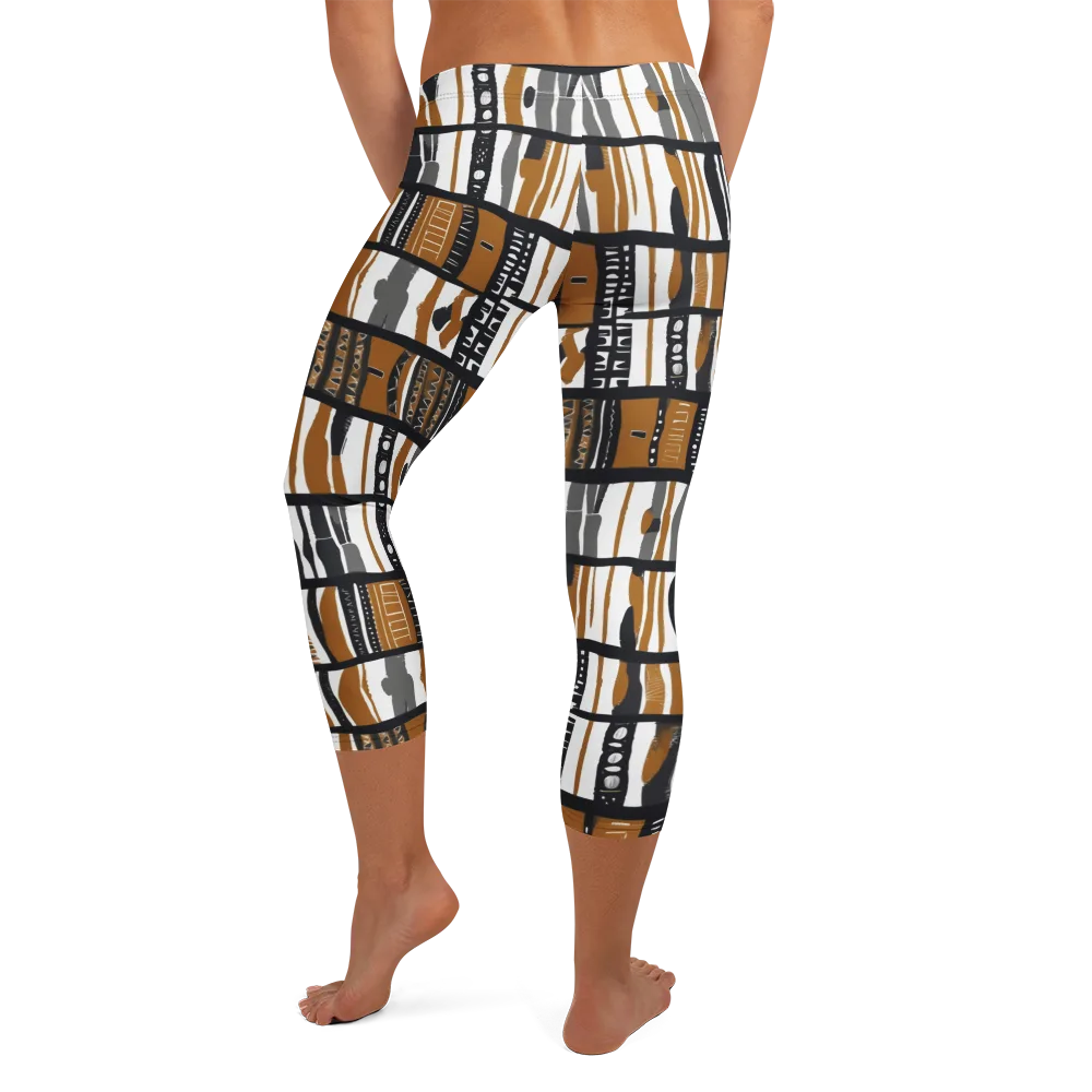 Ochre Rhythm on Capri Leggings — Back