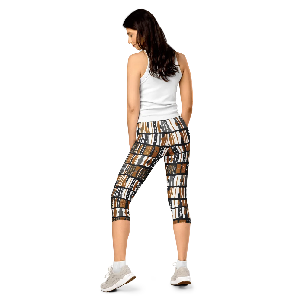 Ochre Rhythm on Capri Leggings — Back