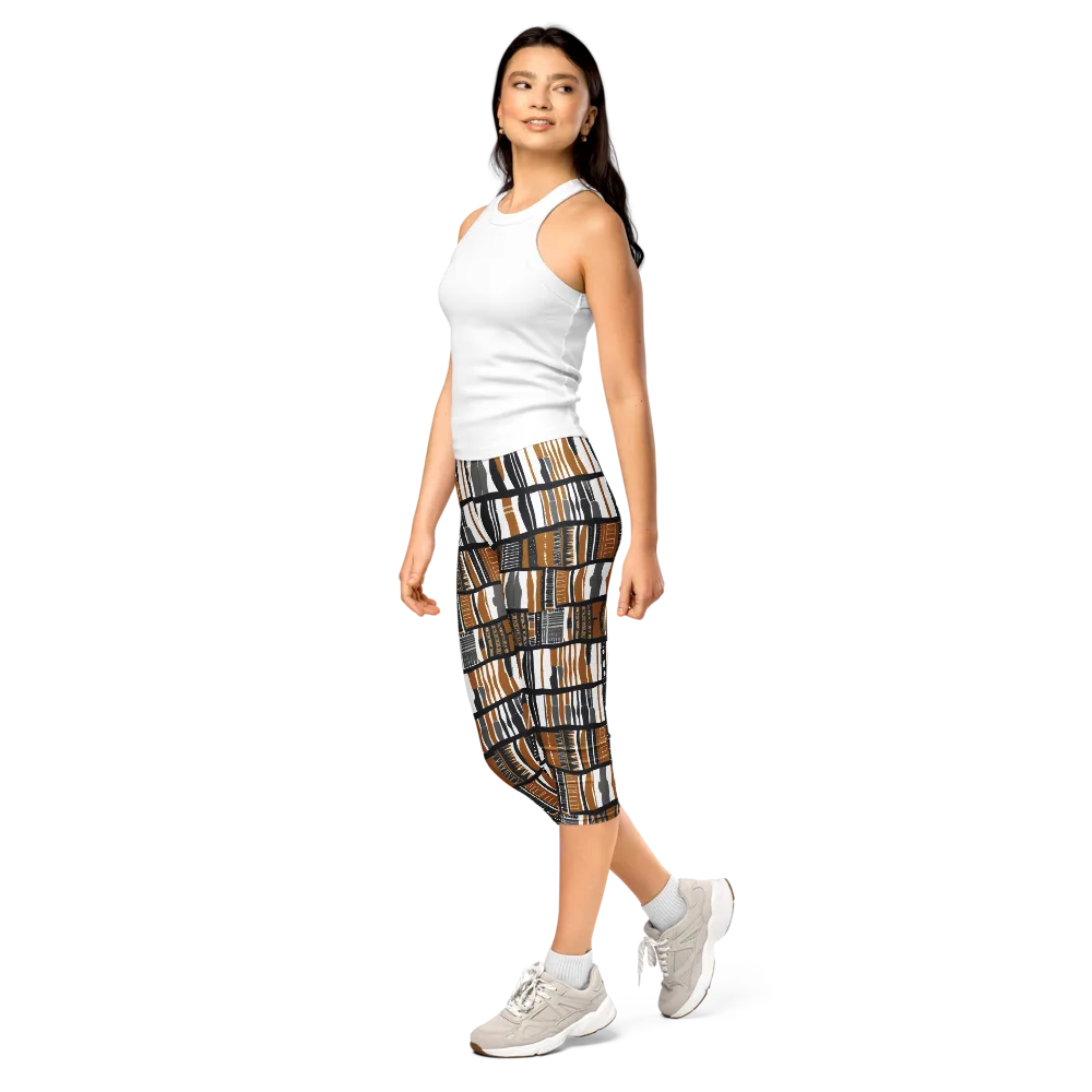 Ochre Rhythm on Capri Leggings — Left Front