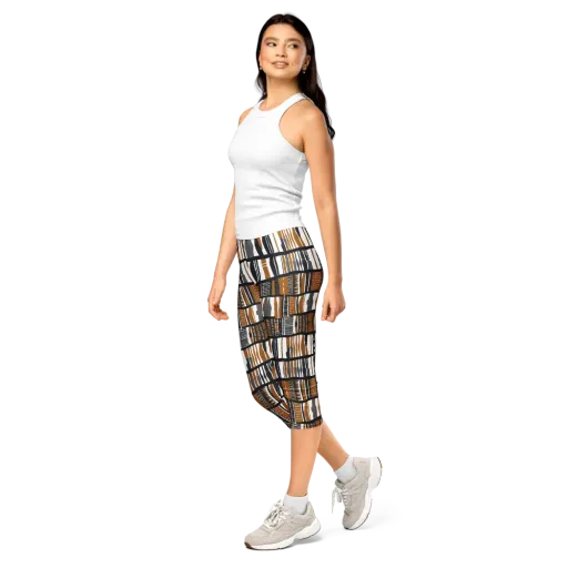 Ochre Rhythm on a Capri Leggings