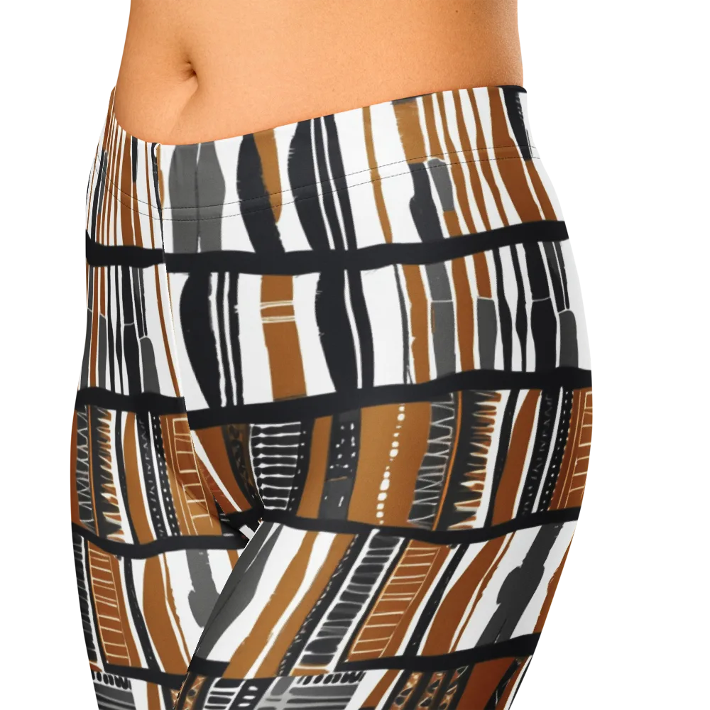 Ochre Rhythm on Capri Leggings — Zoomed-in