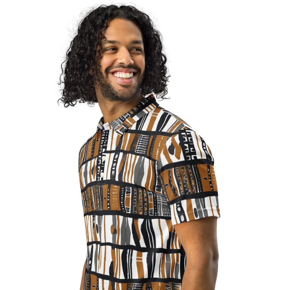 Ochre Rhythm on Men's Slim Fit Polo Shirt — Left Front