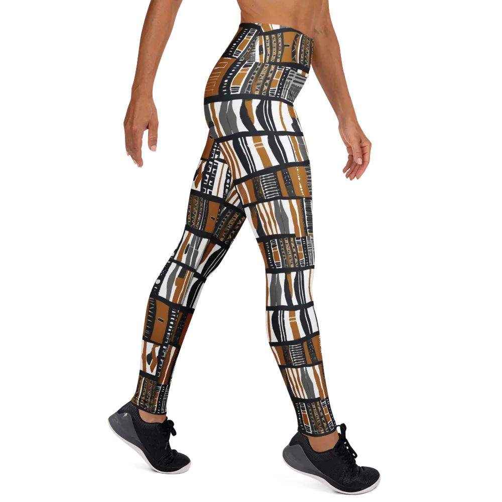 Ochre Rhythm on Yoga Leggings — Right